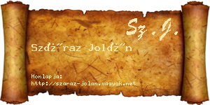 Száraz Jolán névjegykártya